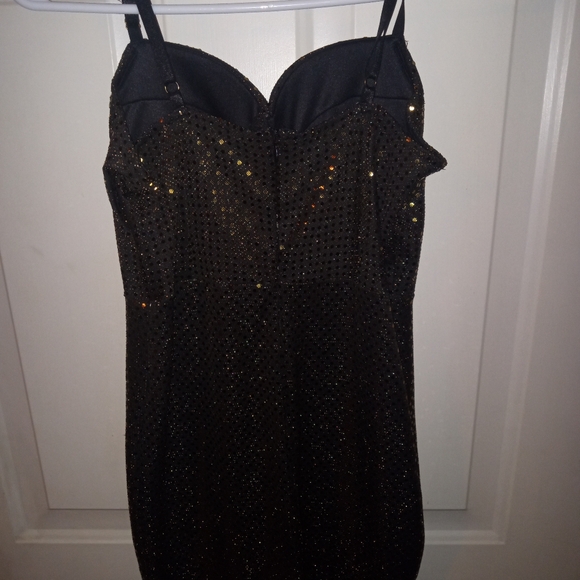 Haute Monde Gold/ Black Bling Sequins Medium Mini  Dress - Picture 2 of 4
